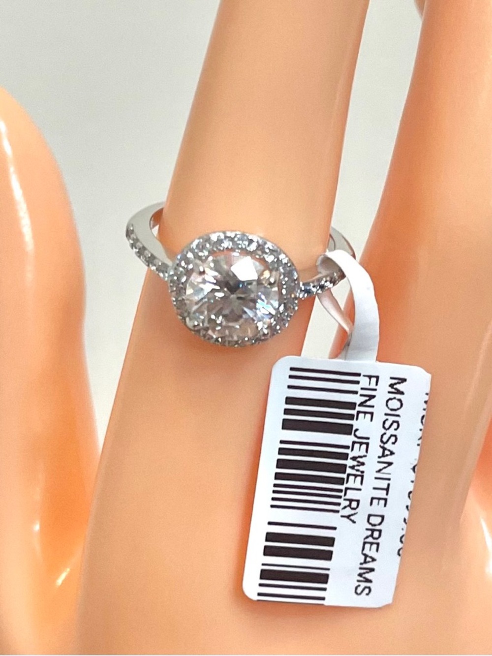 2.5 Carat Moissanite Halo Sterling Silver Engagement Ring with GRA NWT Gift Box - Picture 6 of 10